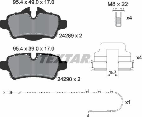 Textar 2428904 - Тормозные колодки, дисковые, комплект autosila-amz.com