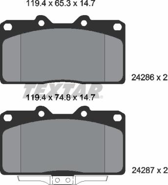 Textar 2428601 - Тормозные колодки, дисковые, комплект autosila-amz.com