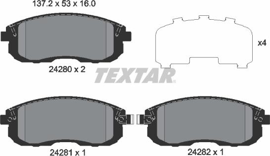 Textar 2428001 - Тормозные колодки, дисковые, комплект autosila-amz.com