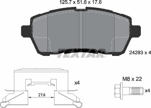 Textar 2428302 - Тормозные колодки, дисковые, комплект autosila-amz.com