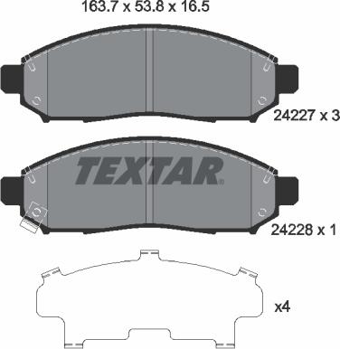 Textar 2422701 - Тормозные колодки, дисковые, комплект autosila-amz.com