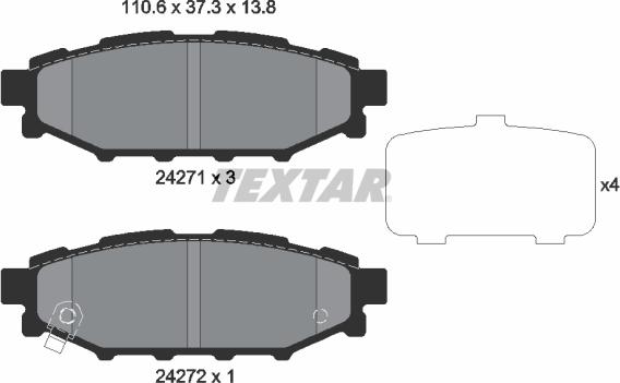 Textar 2427101 - Тормозные колодки, дисковые, комплект autosila-amz.com