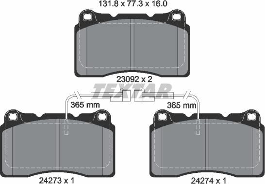 Textar 2427301 - Тормозные колодки, дисковые, комплект autosila-amz.com