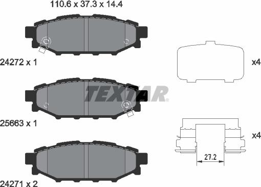 Textar 2427201 - Тормозные колодки, дисковые, комплект autosila-amz.com