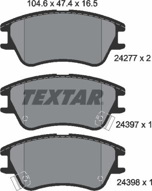 Textar 2427701 - Тормозные колодки, дисковые, комплект autosila-amz.com