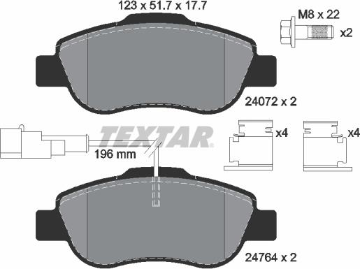 Textar 2476401 - Тормозные колодки, дисковые, комплект autosila-amz.com