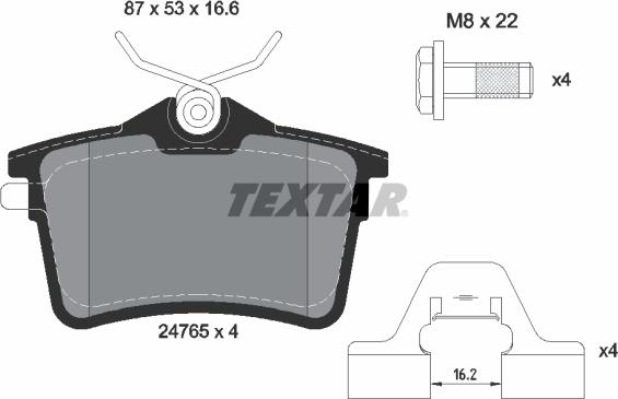 Textar 2476501 - Тормозные колодки, дисковые, комплект autosila-amz.com