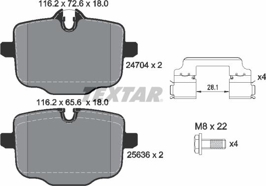 Textar 2470401 - Тормозные колодки, дисковые, комплект autosila-amz.com