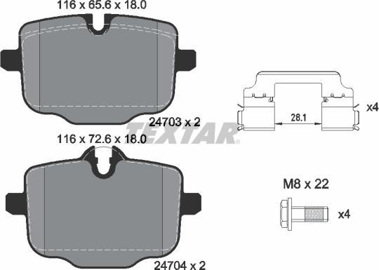 Textar 2470381 - Тормозные колодки, дисковые, комплект autosila-amz.com