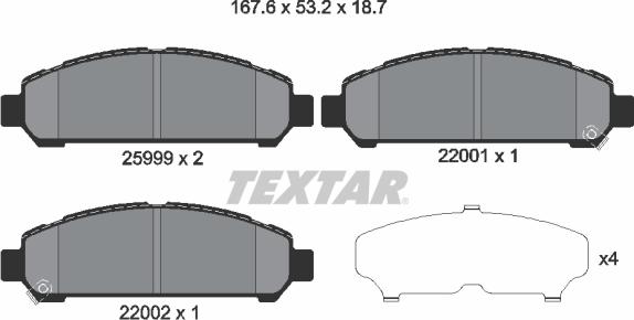 Textar 2599901 - Тормозные колодки, дисковые, комплект autosila-amz.com