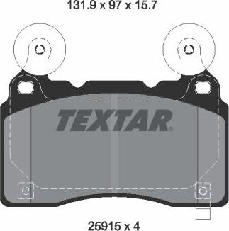 Textar 2591501 - Тормозные колодки, дисковые, комплект autosila-amz.com