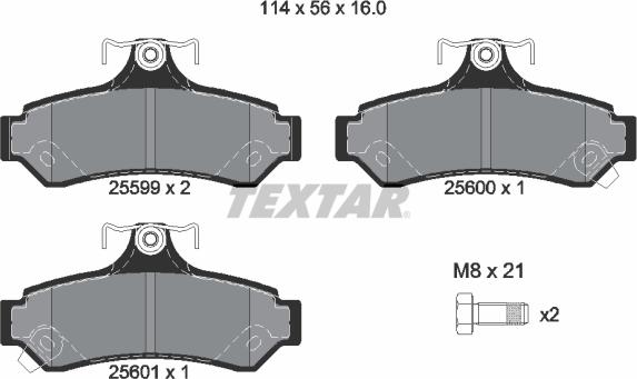 Textar 2559901 - Тормозные колодки, дисковые, комплект autosila-amz.com