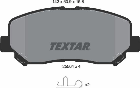 Textar 2556401 - Колодки тормозные дисковые MAZDA: CX-5 2.0/2.0 AWD/2.2 D/2.2 D AWD/2.5 AWD 11- autosila-amz.com