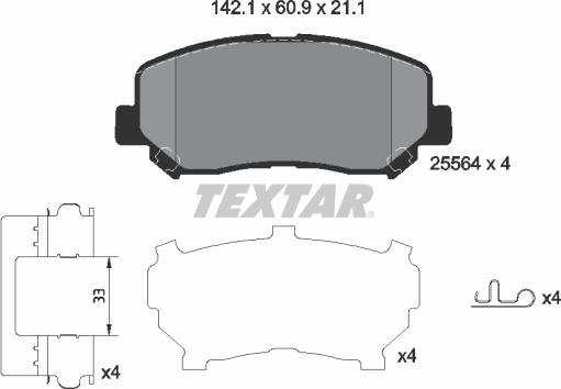 Textar 2556403 - Тормозные колодки, дисковые, комплект autosila-amz.com