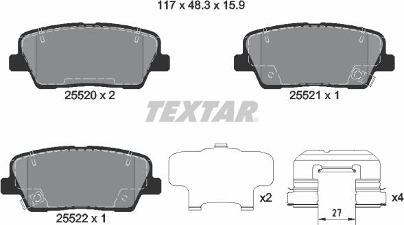 Textar 2552008 - Тормозные колодки, дисковые, комплект autosila-amz.com