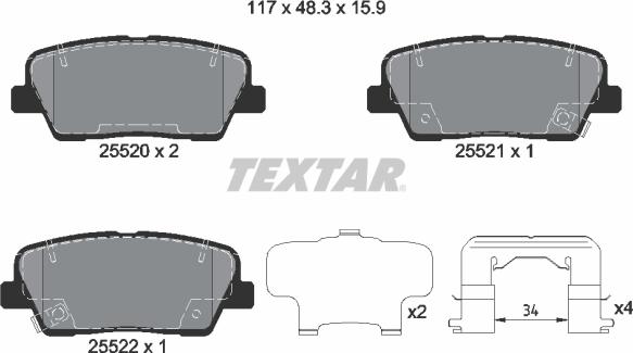 Textar 2552003 - Тормозные колодки, дисковые, комплект autosila-amz.com