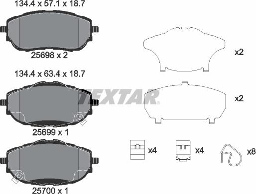 Textar 2569801 - Тормозные колодки, дисковые, комплект autosila-amz.com