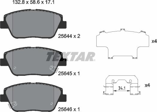 Textar 2564401 - Тормозные колодки, дисковые, комплект autosila-amz.com