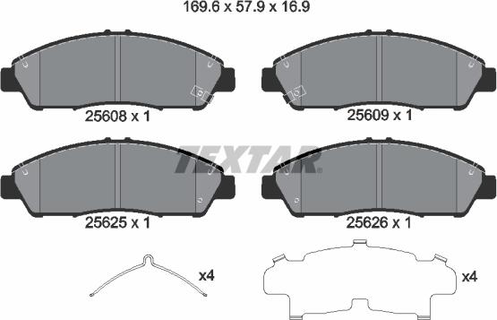 Textar 2560801 - Тормозные колодки, дисковые, комплект autosila-amz.com