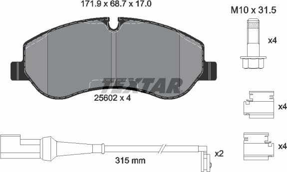 Textar 2560201 - Тормозные колодки, дисковые, комплект autosila-amz.com