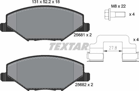 Textar 2568101 - Тормозные колодки, дисковые, комплект autosila-amz.com