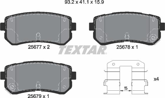 Textar 2567701 - Тормозные колодки, дисковые, комплект autosila-amz.com