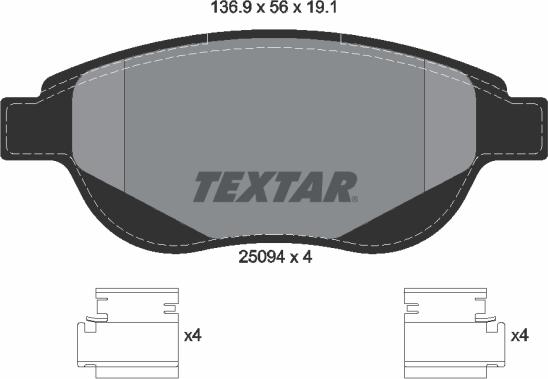 Textar 2509401 - Тормозные колодки, дисковые, комплект autosila-amz.com