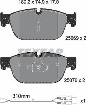 Textar 2506901 - Тормозные колодки, дисковые, комплект autosila-amz.com