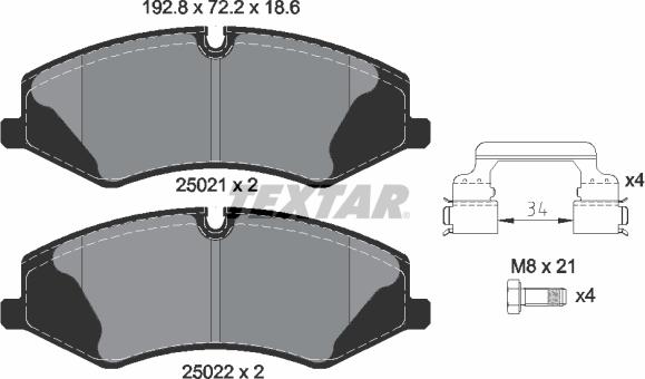 Textar 2502101 - Тормозные колодки, дисковые, комплект autosila-amz.com