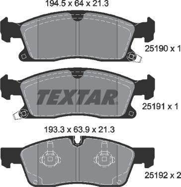 Textar 2519001 - Тормозные колодки, дисковые, комплект autosila-amz.com