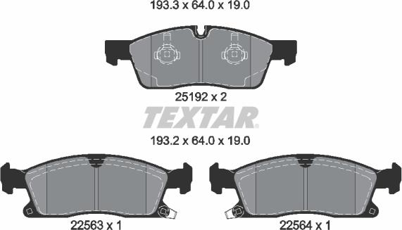 Textar 2519209 - Тормозные колодки, дисковые, комплект autosila-amz.com