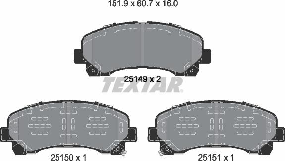 Textar 2514904 - Тормозные колодки, дисковые, комплект autosila-amz.com