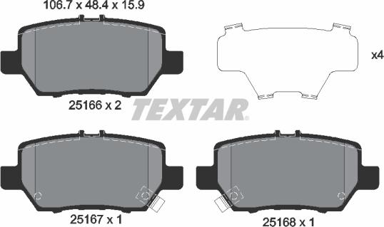 Textar 2516601 - Тормозные колодки, дисковые, комплект autosila-amz.com