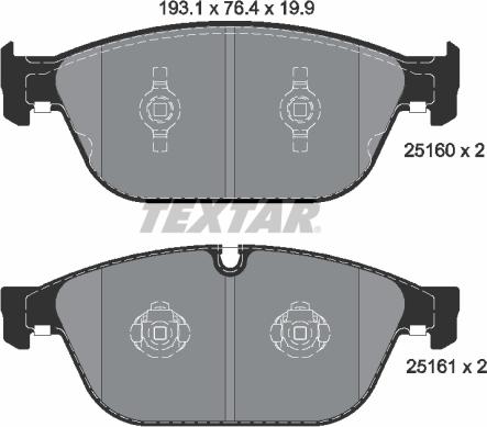 Textar 2516002 - Комплект тормозных колодок передний AUDI A8 D4, Q5 2.0H-6.3 11.09-01.18 autosila-amz.com