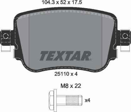Textar 2511003 - Тормозные колодки, дисковые, комплект autosila-amz.com