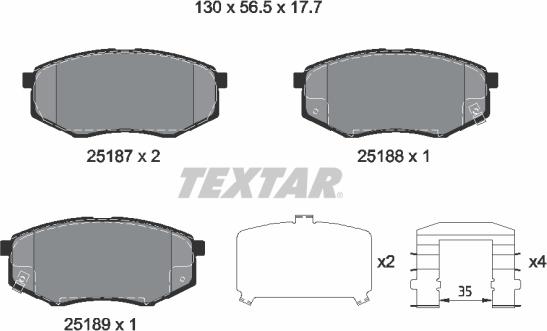 Textar 2518704 - Тормозные колодки, дисковые, комплект autosila-amz.com