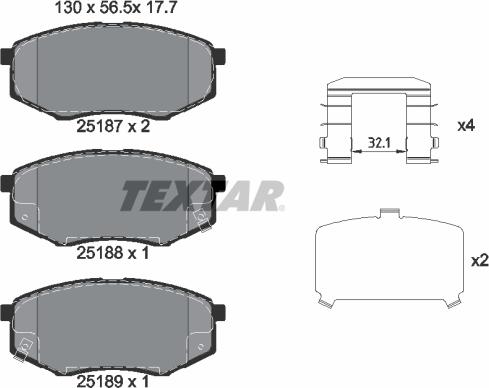 Textar 2518701 - Тормозные колодки, дисковые, комплект autosila-amz.com