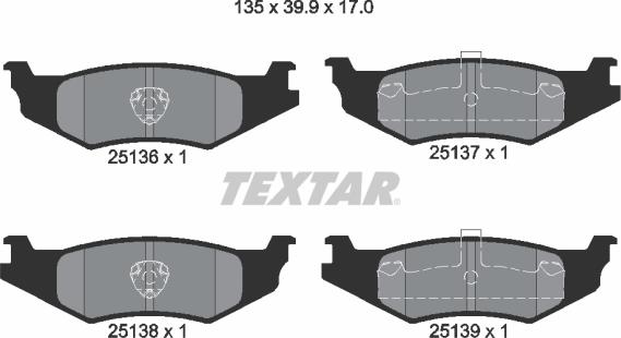 Textar 2513601 - Тормозные колодки, дисковые, комплект autosila-amz.com