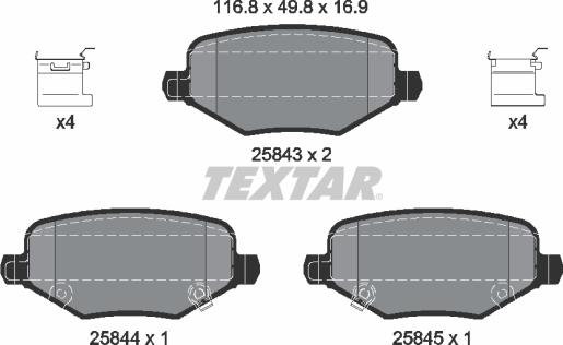 Textar 2584301 - Тормозные колодки, дисковые, комплект autosila-amz.com