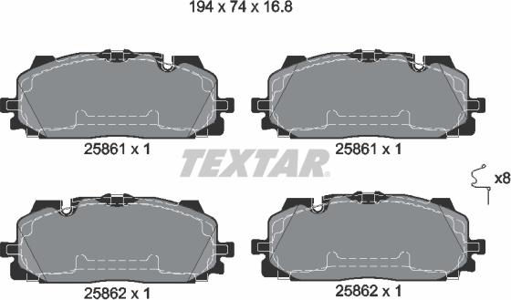 Textar 2586101 - Тормозные колодки, дисковые, комплект autosila-amz.com