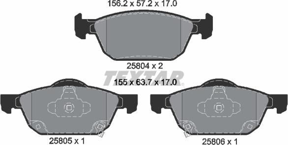 Textar 2580401 - Тормозные колодки, дисковые, комплект autosila-amz.com