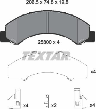 Textar 2580001 - Комплект тормозных колодок autosila-amz.com