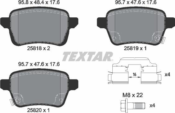 Textar 2581802 - Тормозные колодки, дисковые, комплект autosila-amz.com