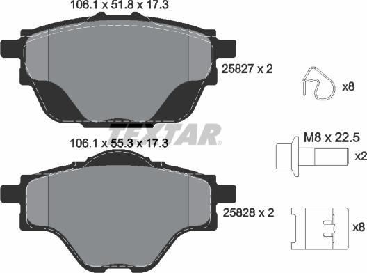 Textar 2582701 - Тормозные колодки, дисковые, комплект autosila-amz.com