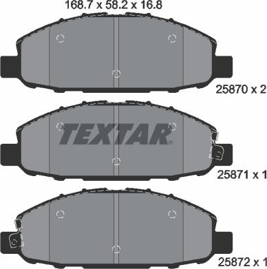 Textar 2587001 - Тормозные колодки, дисковые, комплект autosila-amz.com