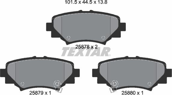 Textar 2587801 - Тормозные колодки, дисковые, комплект autosila-amz.com