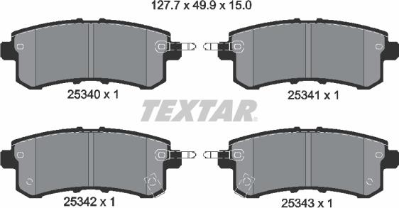 Textar 2534001 - Тормозные колодки, дисковые, комплект autosila-amz.com