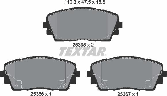 Textar 2536501 - Тормозные колодки, дисковые, комплект autosila-amz.com