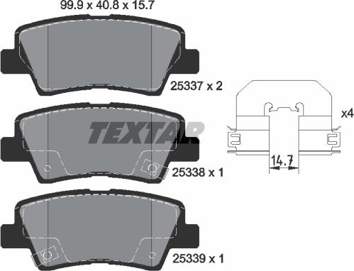 Textar 2533703 - Тормозные колодки, дисковые, комплект autosila-amz.com