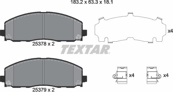 Textar 2537801 - Тормозные колодки, дисковые, комплект autosila-amz.com